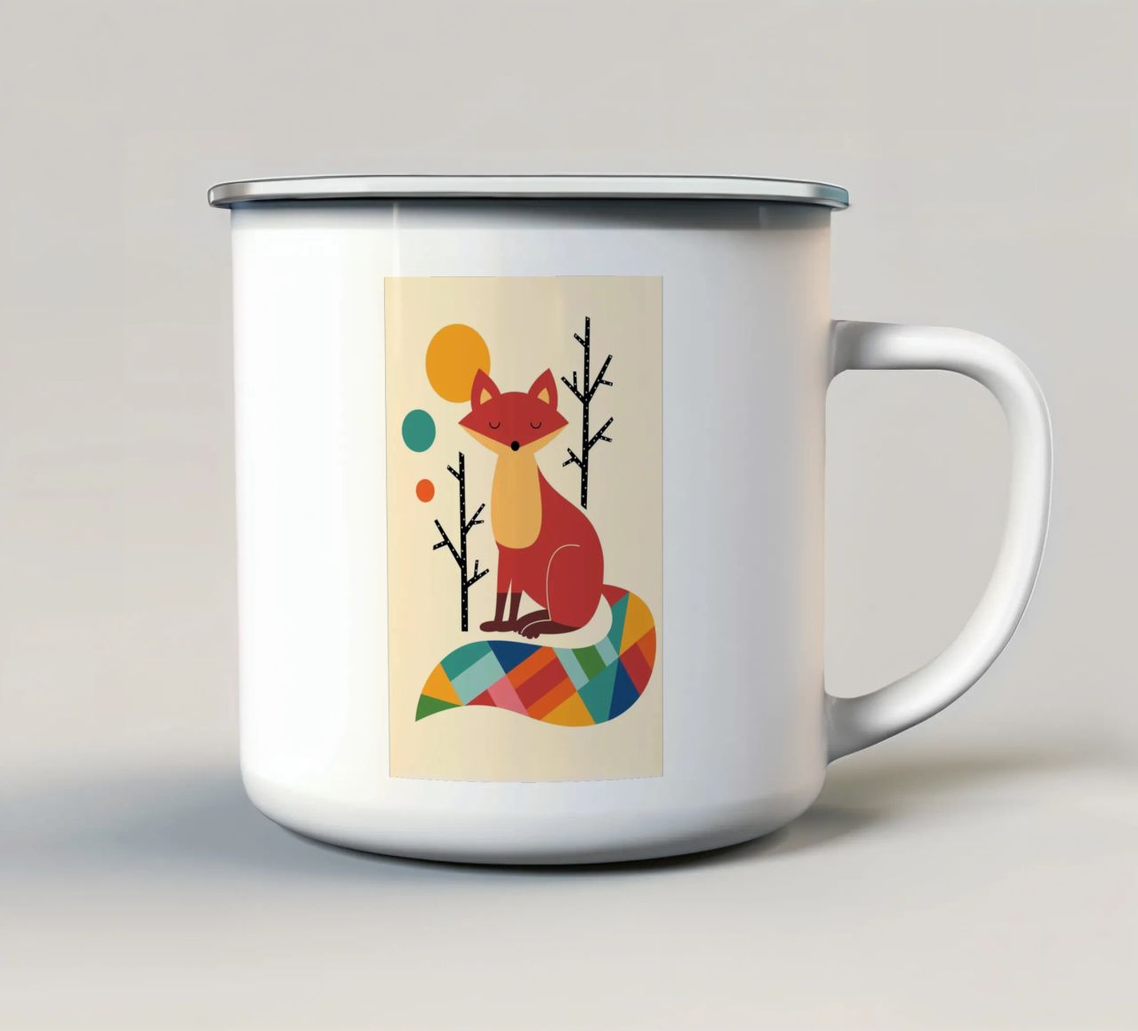 Rainbow Fox enamel mug by Andy Westface