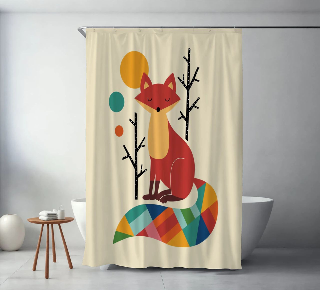 Regenbogenfuchs Duschvorhang von Andy Westface