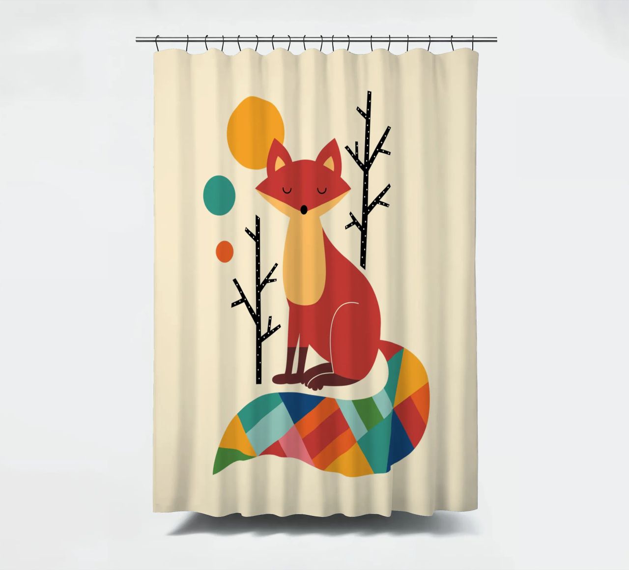 Regenbogenfuchs Duschvorhang von Andy Westface