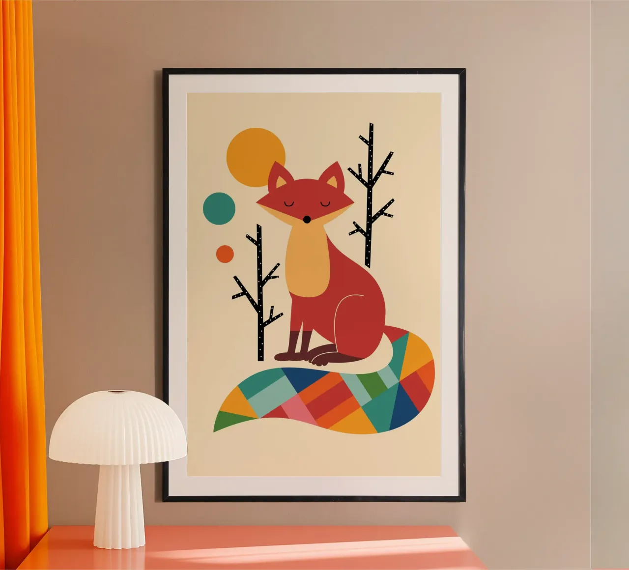 Renard arc-en-ciel poster avec cadre en bois de Andy Westface