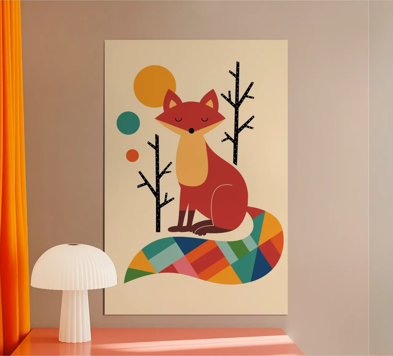 Renard arc-en-ciel poster avec cadre en bois de Andy Westface