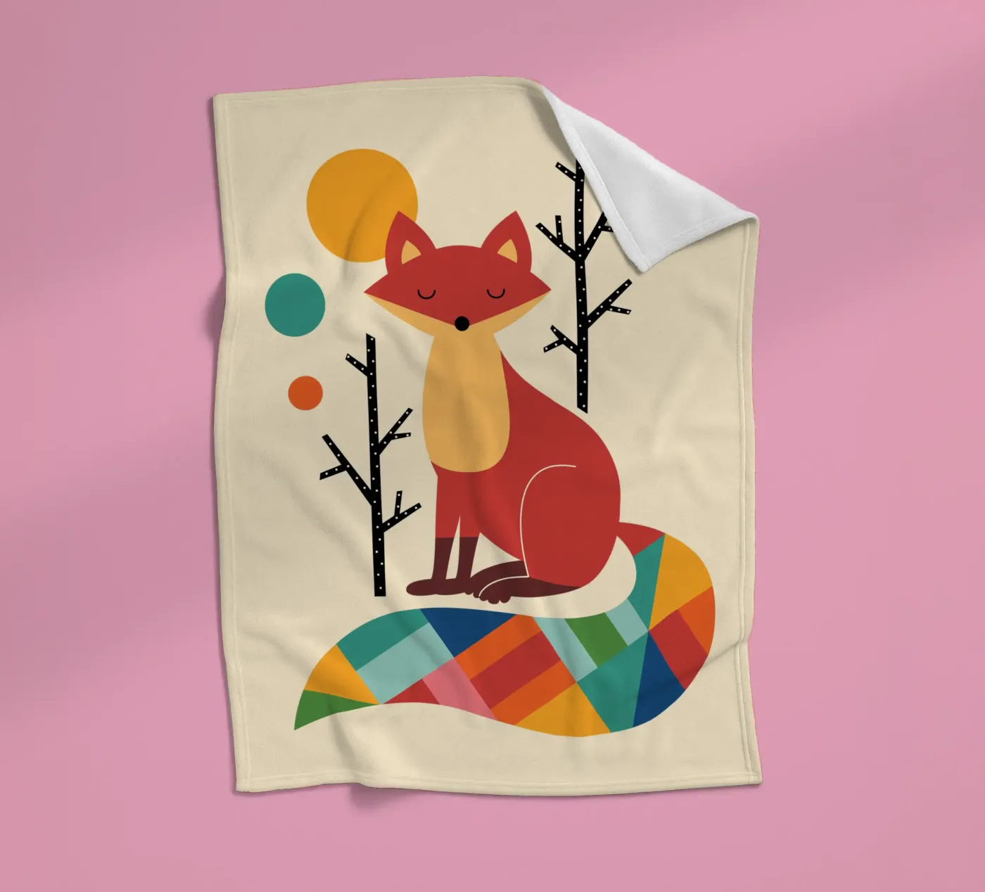 Rainbow Fox Fleecedecke von Andy Westface