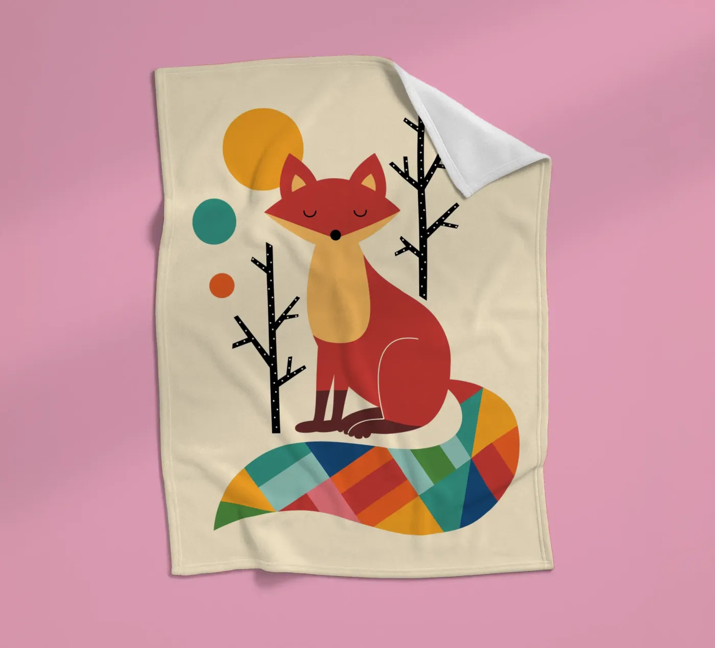 Rainbow Fox fleece blanket by Andy Westface