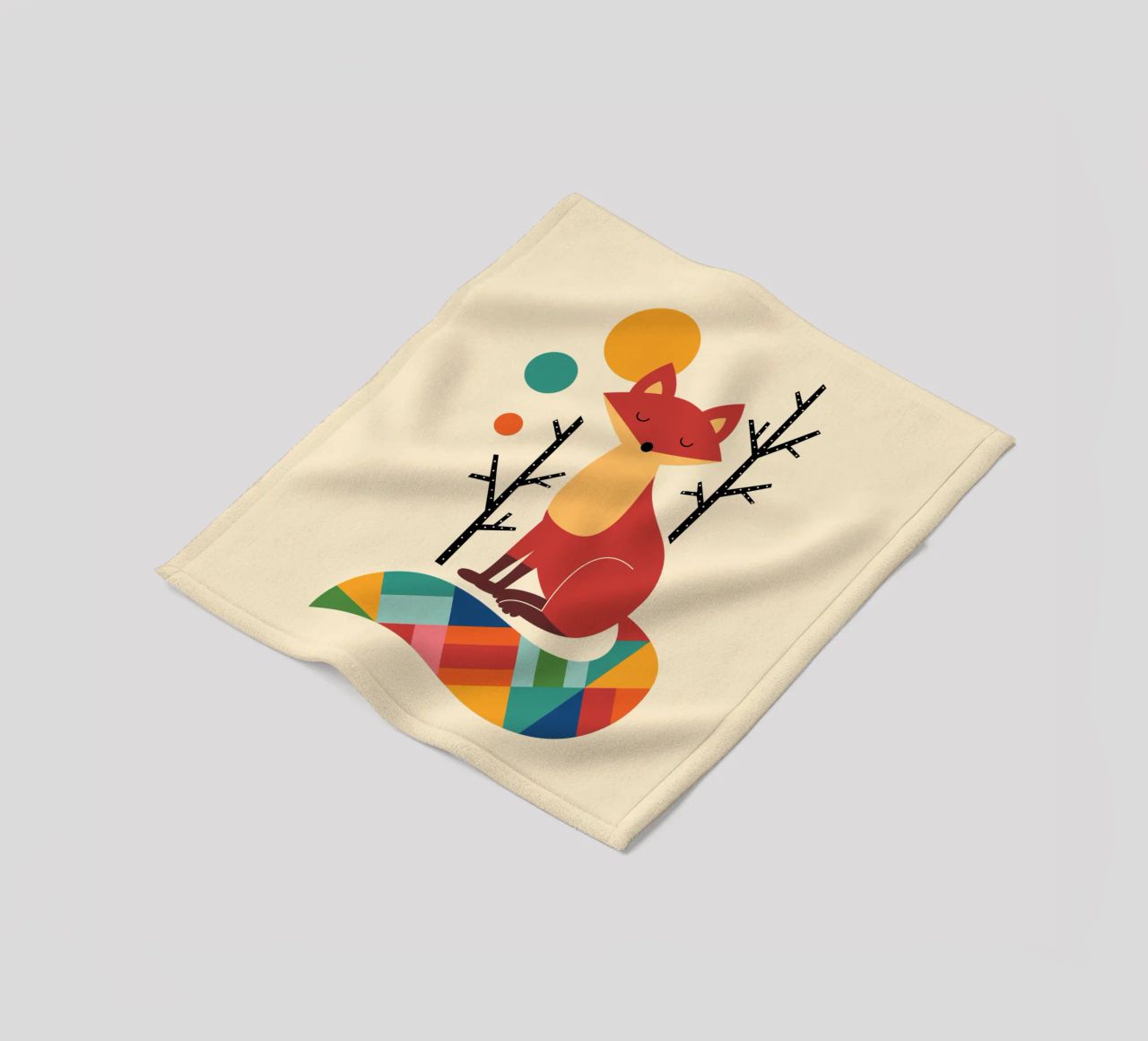 Rainbow Fox fleece blanket by Andy Westface