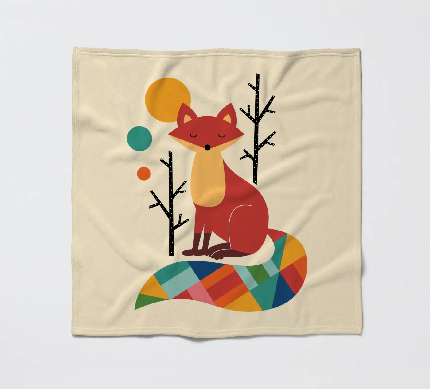 Rainbow Fox fleece blanket by Andy Westface