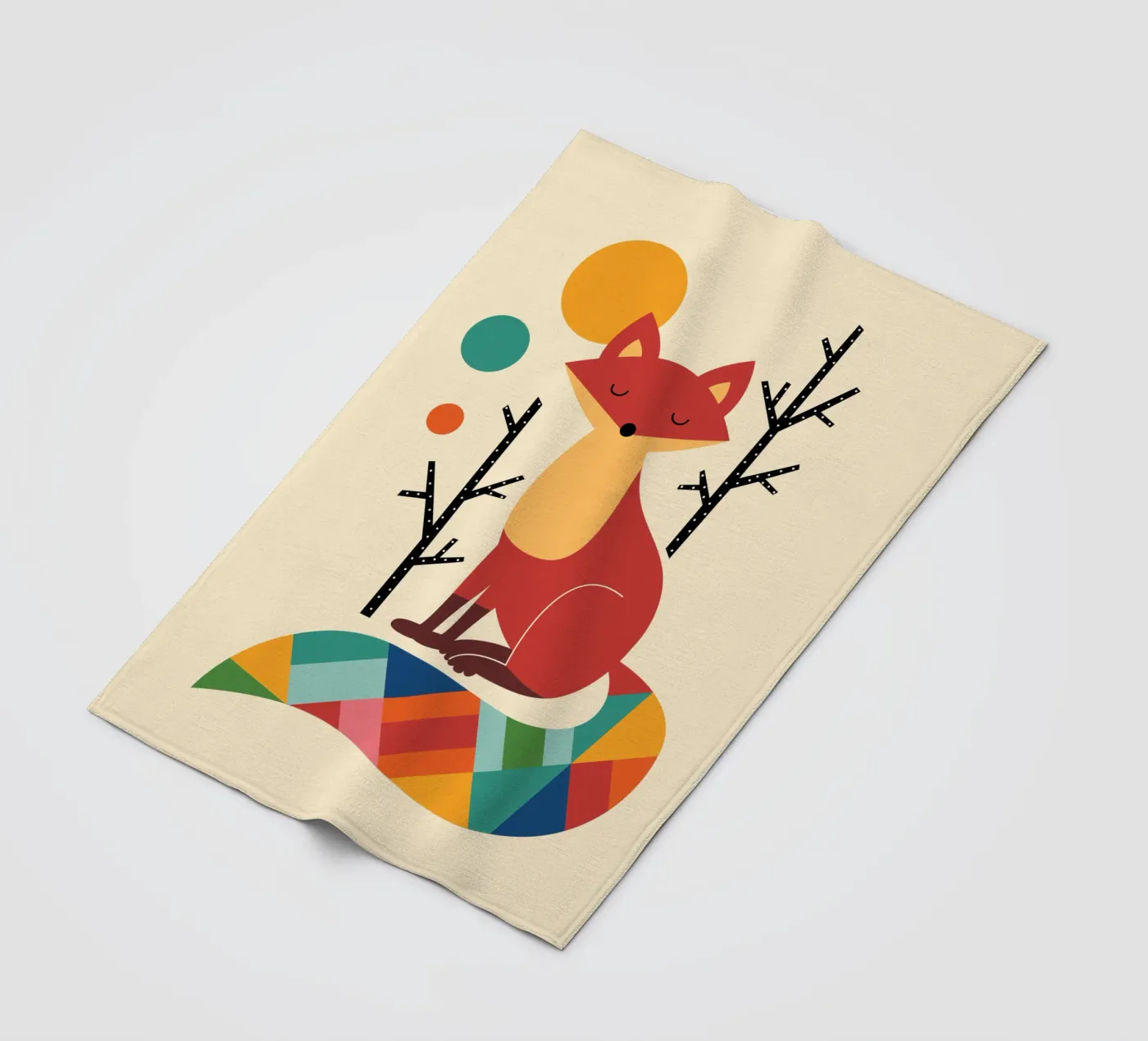 Rainbow Fox fleece blanket by Andy Westface