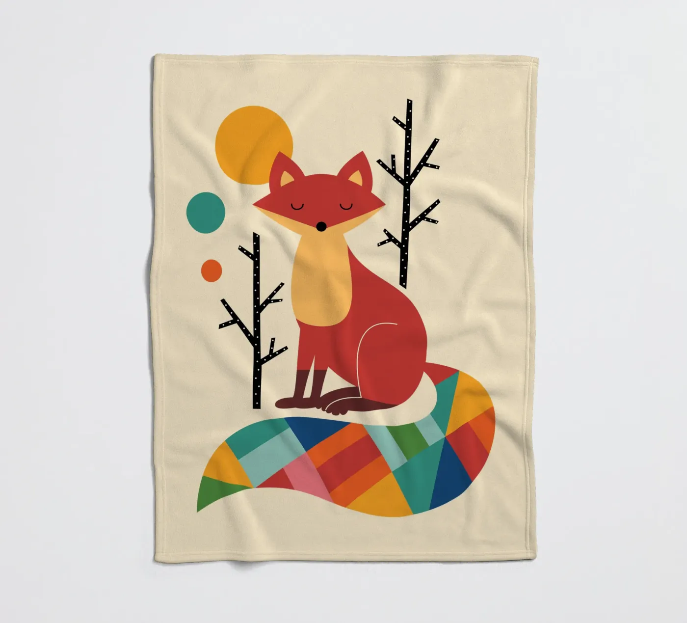 Rainbow Fox fleece blanket by Andy Westface