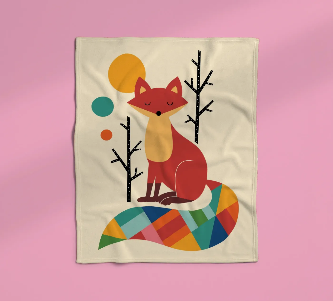 Rainbow Fox fleece blanket by Andy Westface