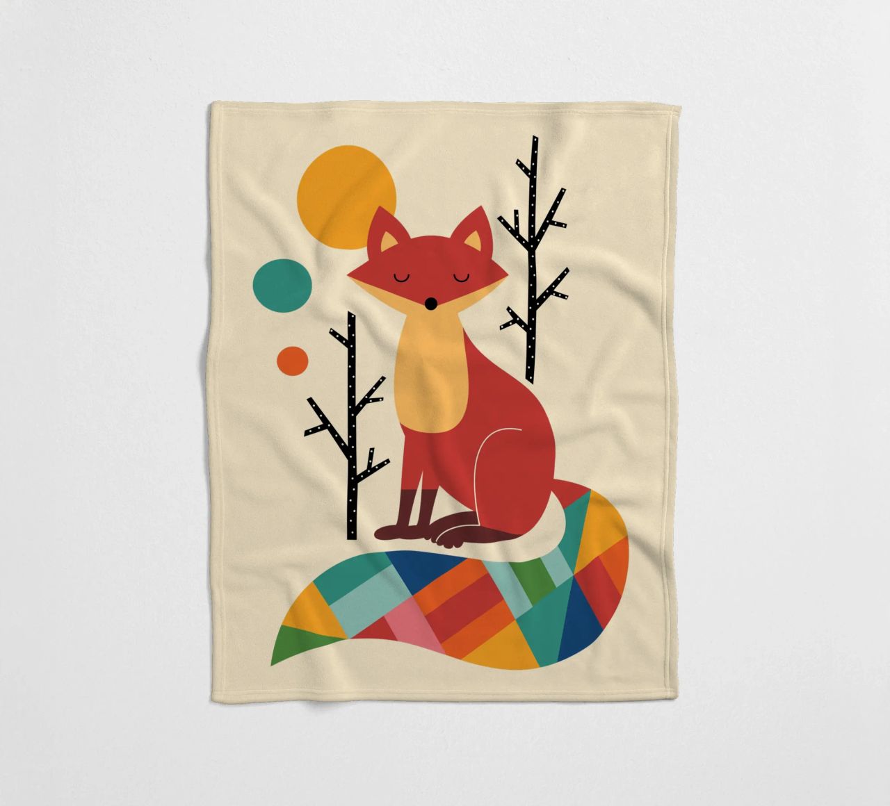 Rainbow Fox fleece blanket by Andy Westface