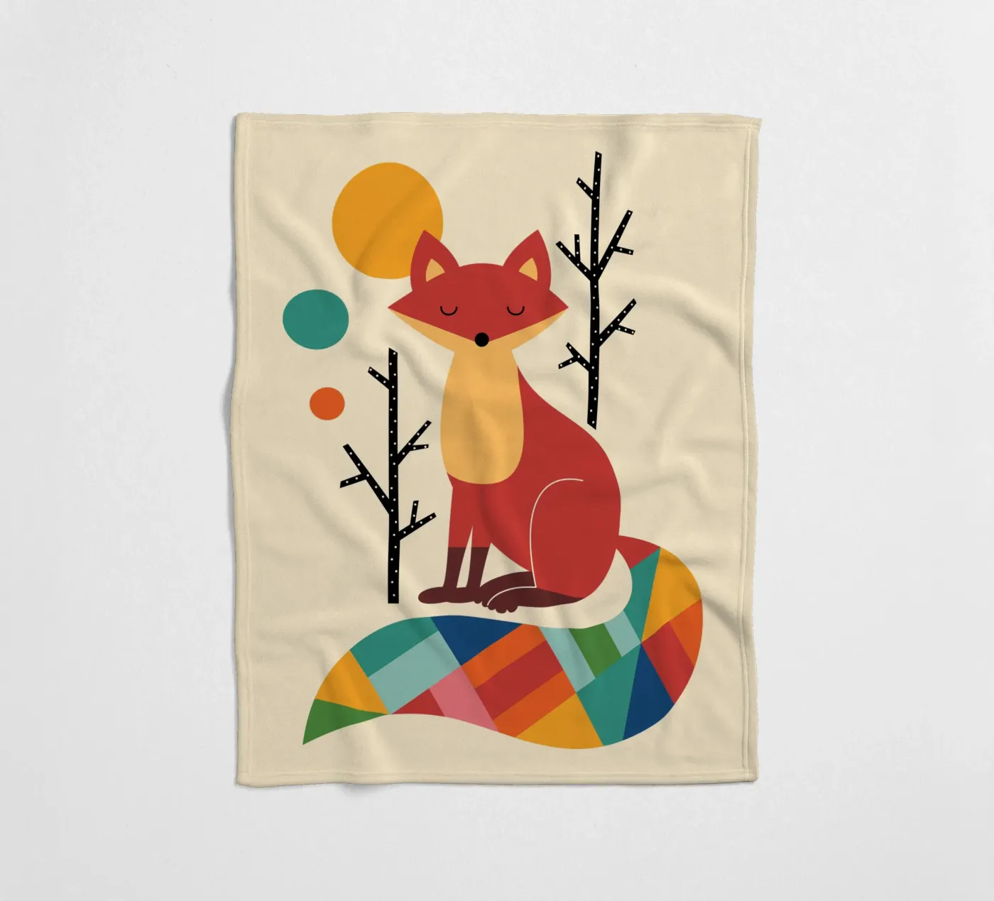 Rainbow Fox fleece blanket by Andy Westface