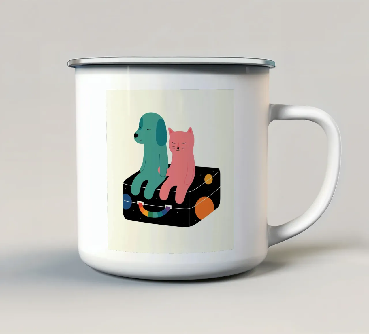 Viajar más taza de esmalte de Andy Westface