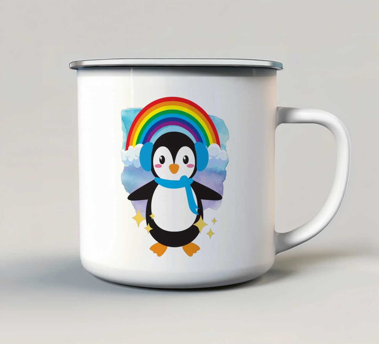 Un simpatico pinguino tazza in smalto da yukihana
