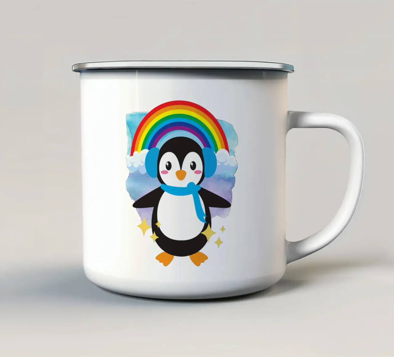 Un simpatico pinguino tazza in smalto da yukihana