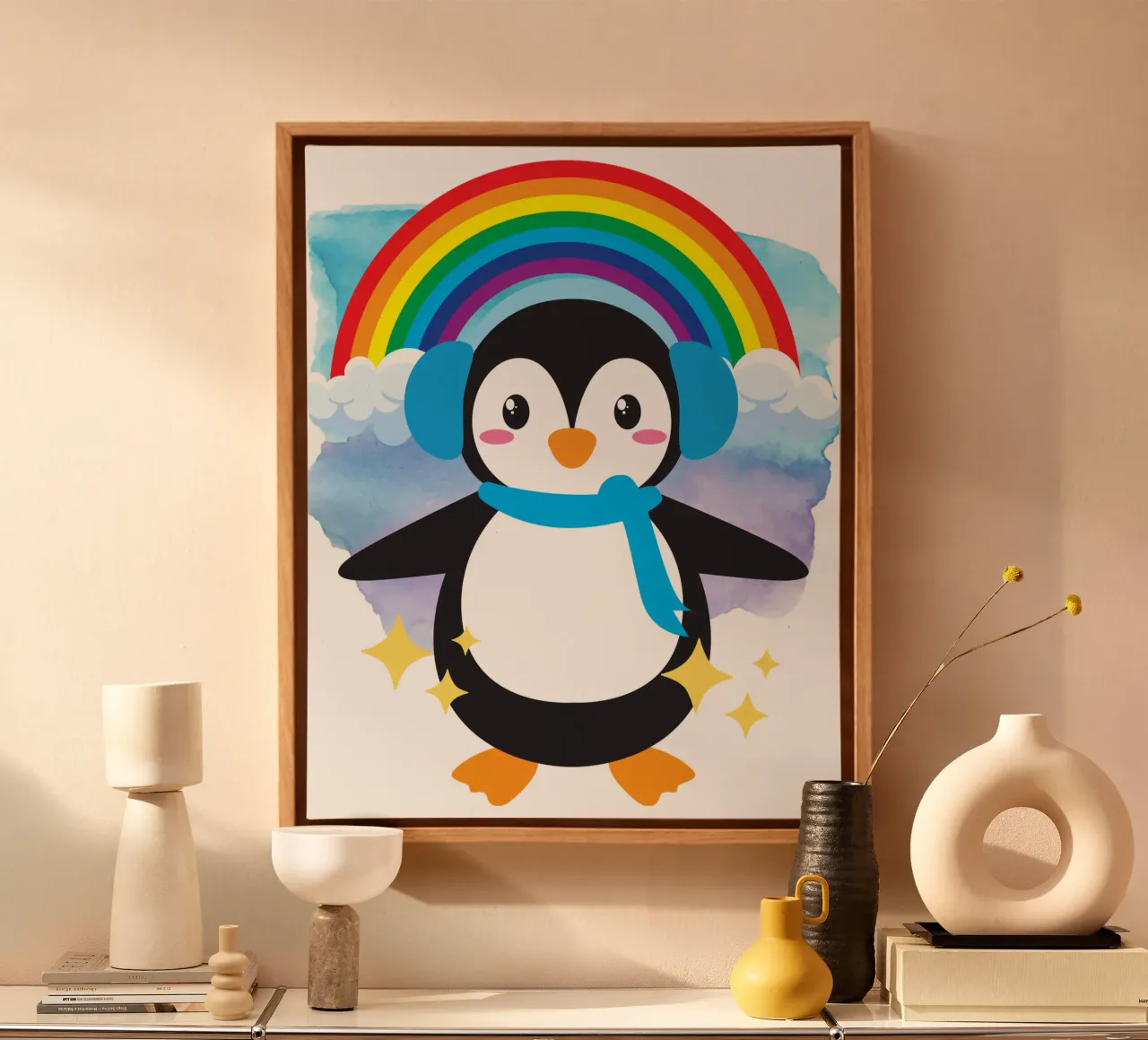 Un simpatico pinguino tela con Cornice a cassetta da yukihana