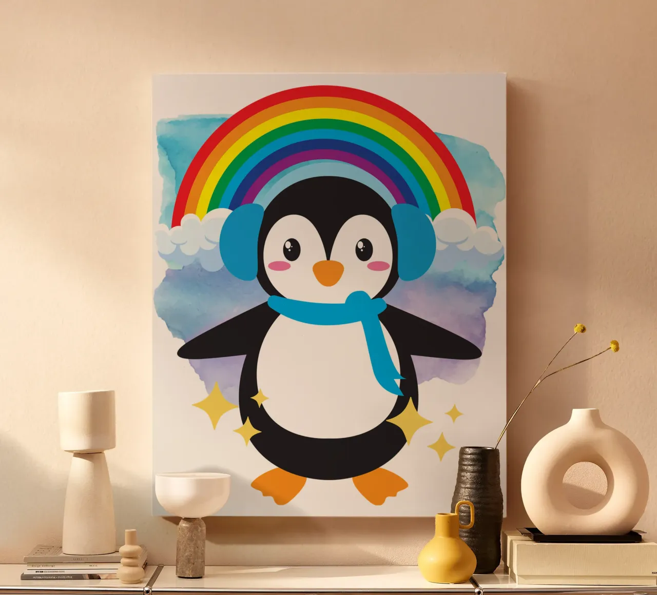 Un simpatico pinguino tela con Cornice a cassetta da yukihana