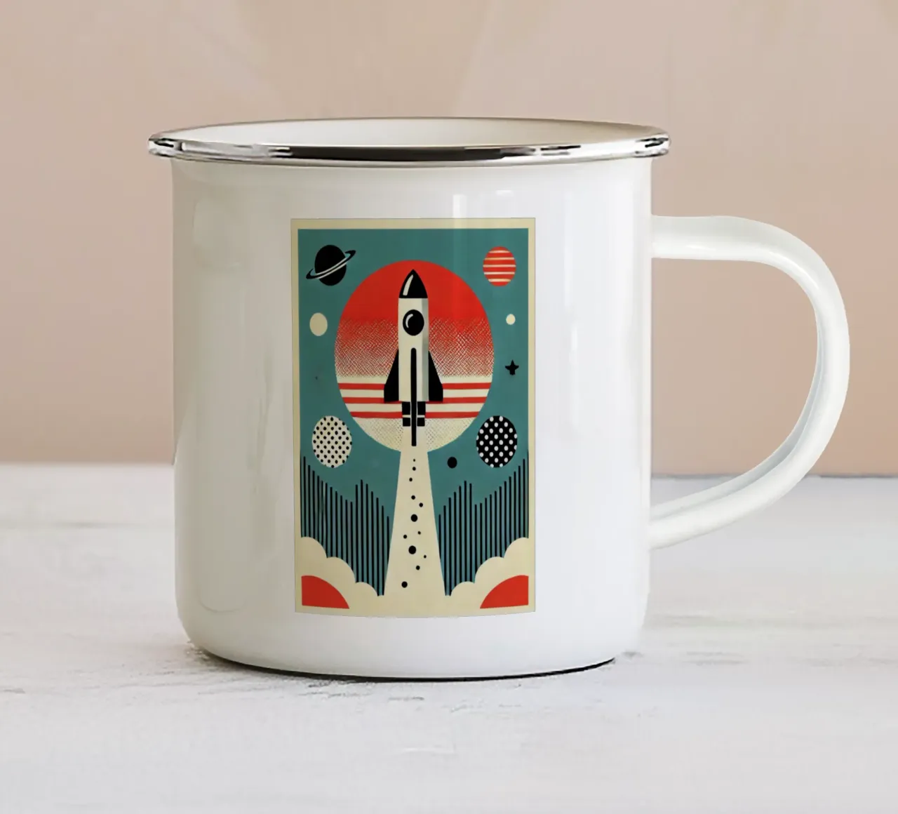 Rocket - Stampa di poster d'epoca tazza in smalto da posterprints-by-nomad