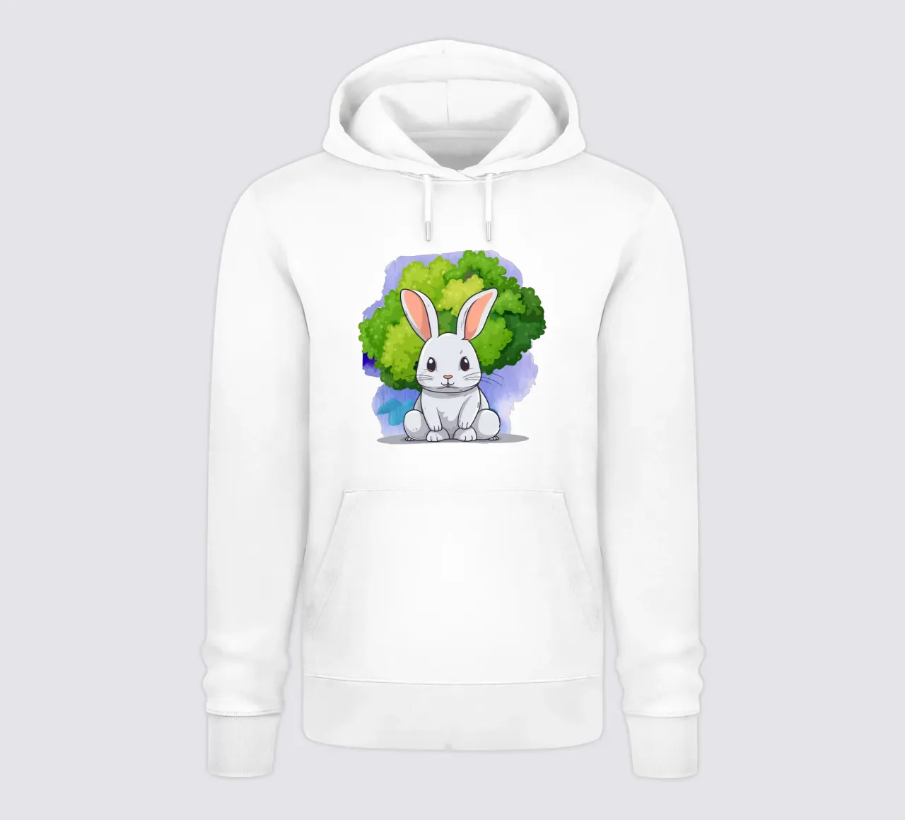 grande coniglio bianco con albero felpa con cappuccio da yukihana