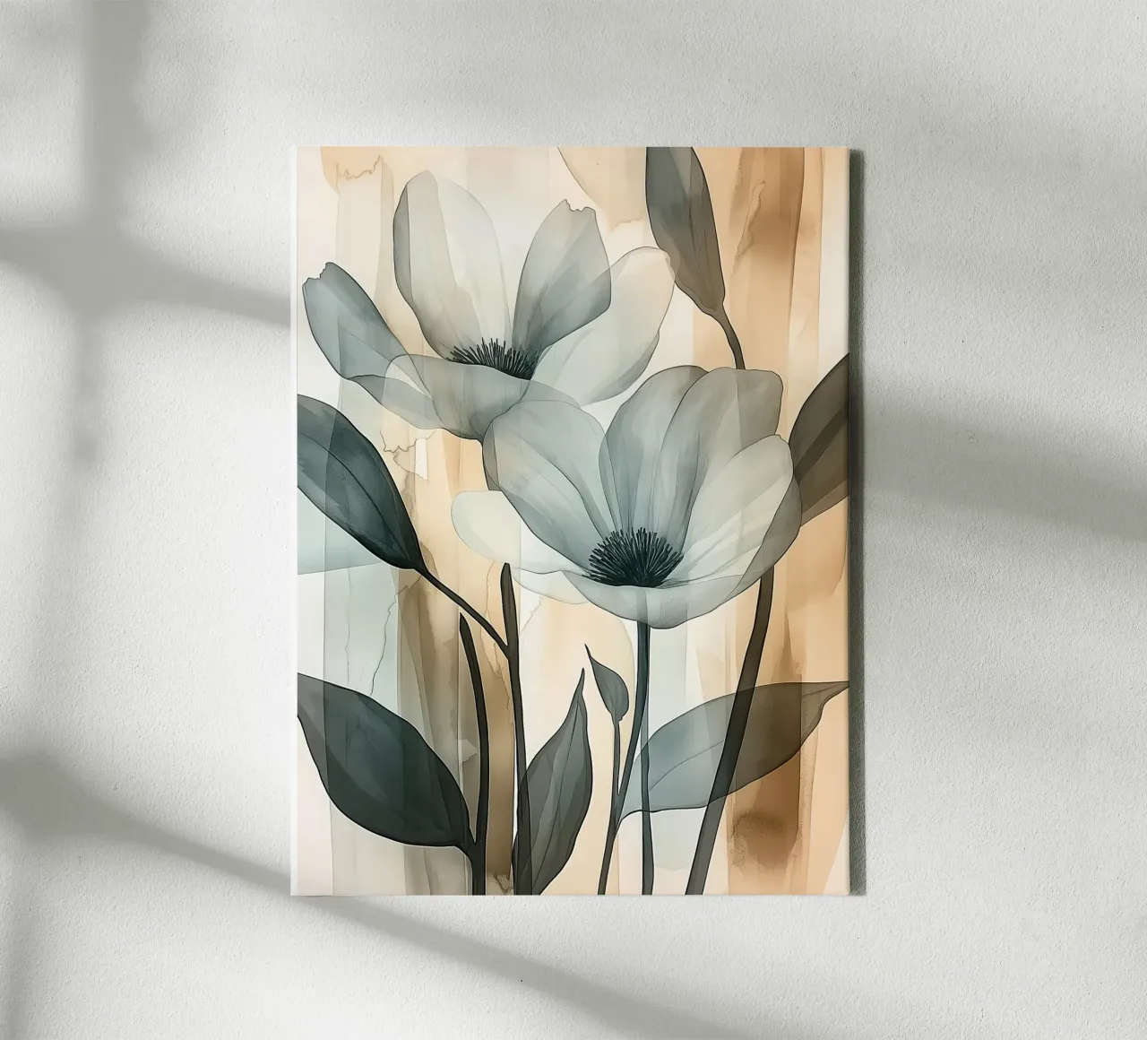 Elegante aquarelbloemen canvas met Baklijst van Flora & Horizon