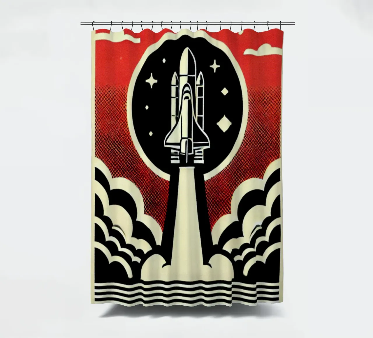 Space Shuttle - Vintage poster print shower curtain by posterprints-by-nomad