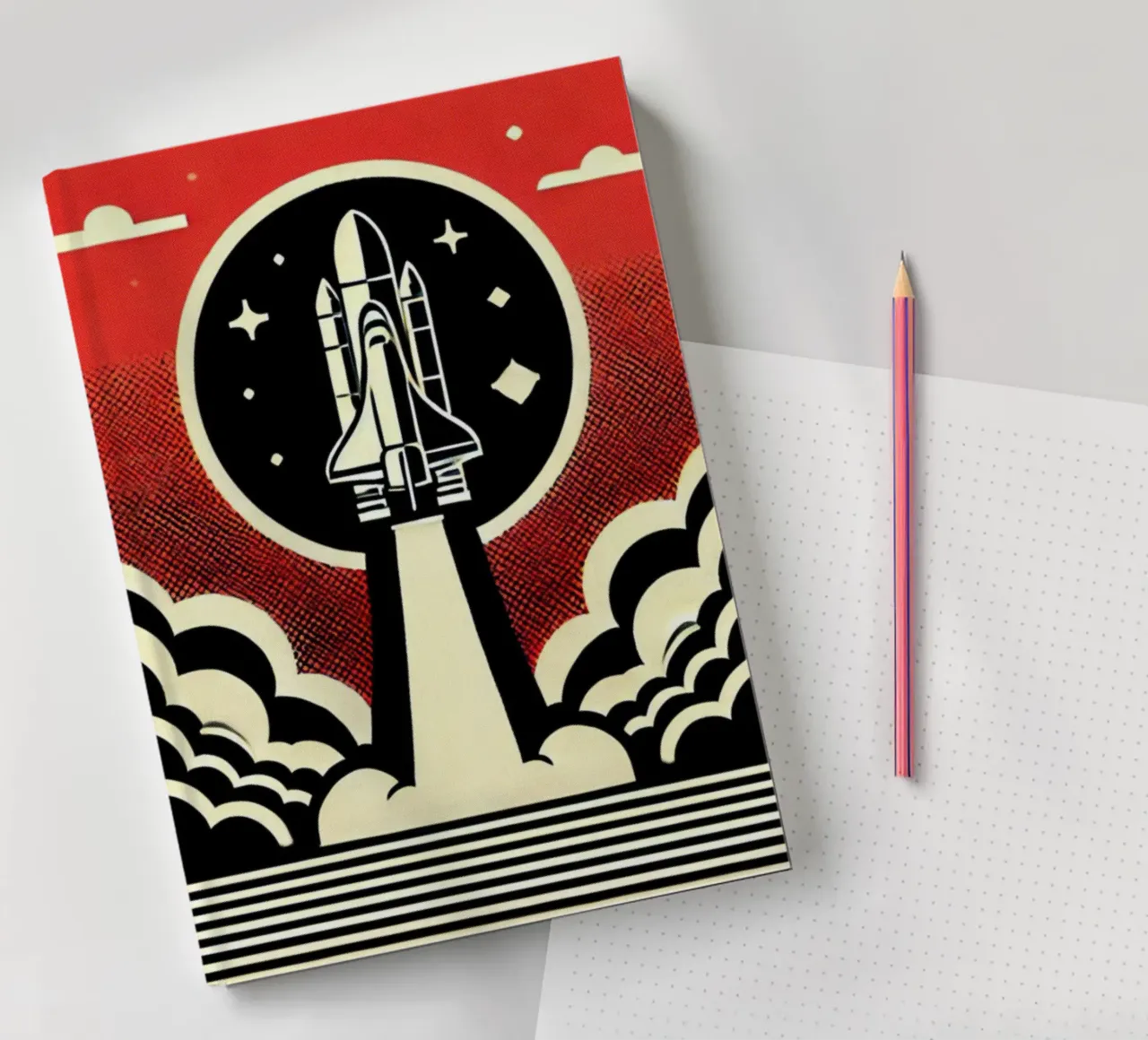 Space Shuttle - Vintage poster print notebook by posterprints-by-nomad