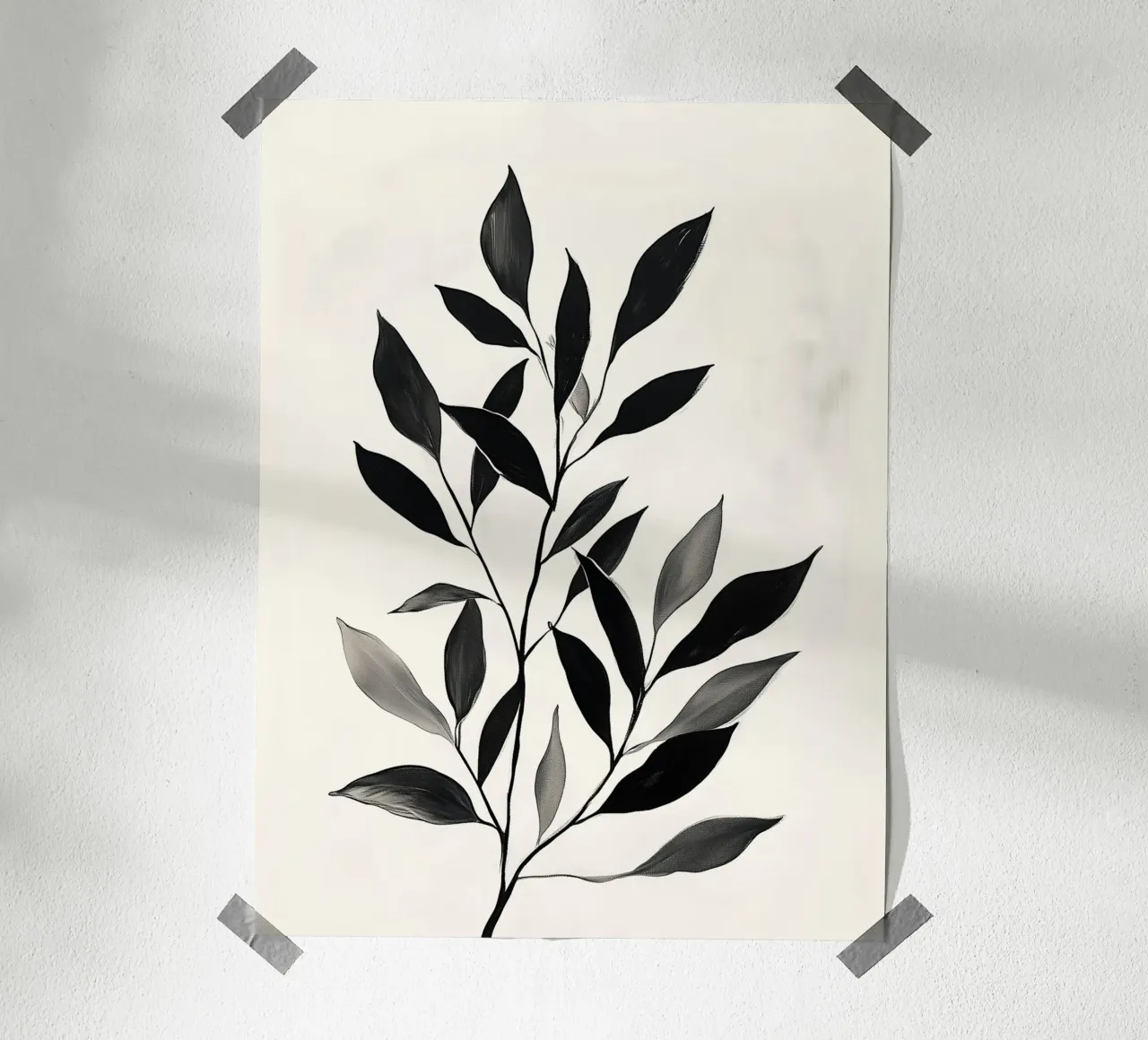 Fogliame monocromatico poster con telaio in plastica da Flora & Horizon