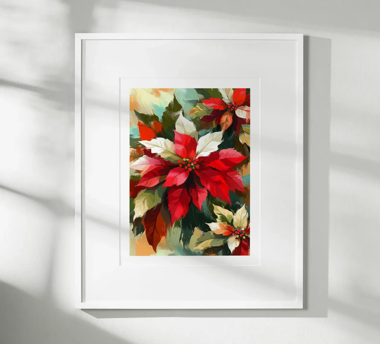 Poinsettia festif poster with aluminum frame by Flora & Horizon