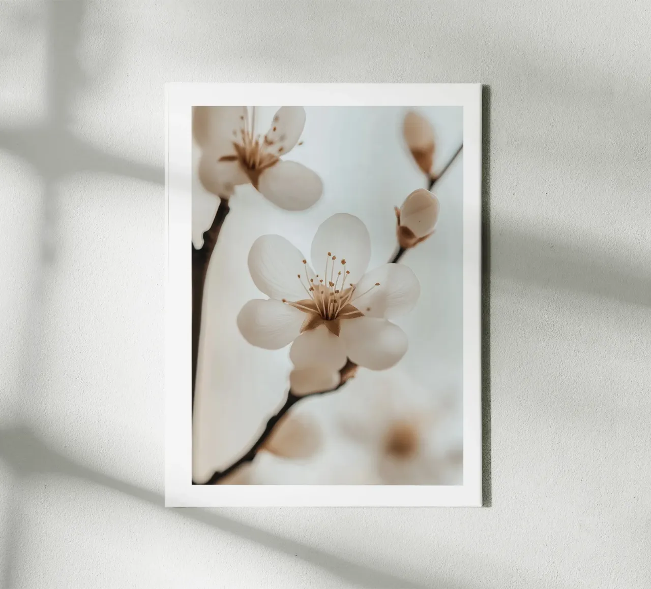 Delicate kersenbloesem canvas met Baklijst van Flora & Horizon