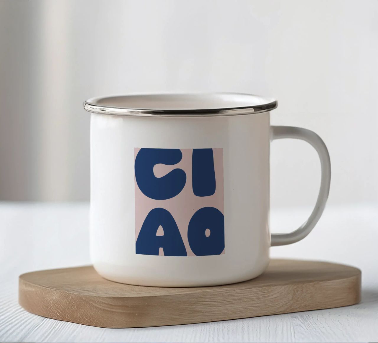 Ciao tazza in smalto da pv art