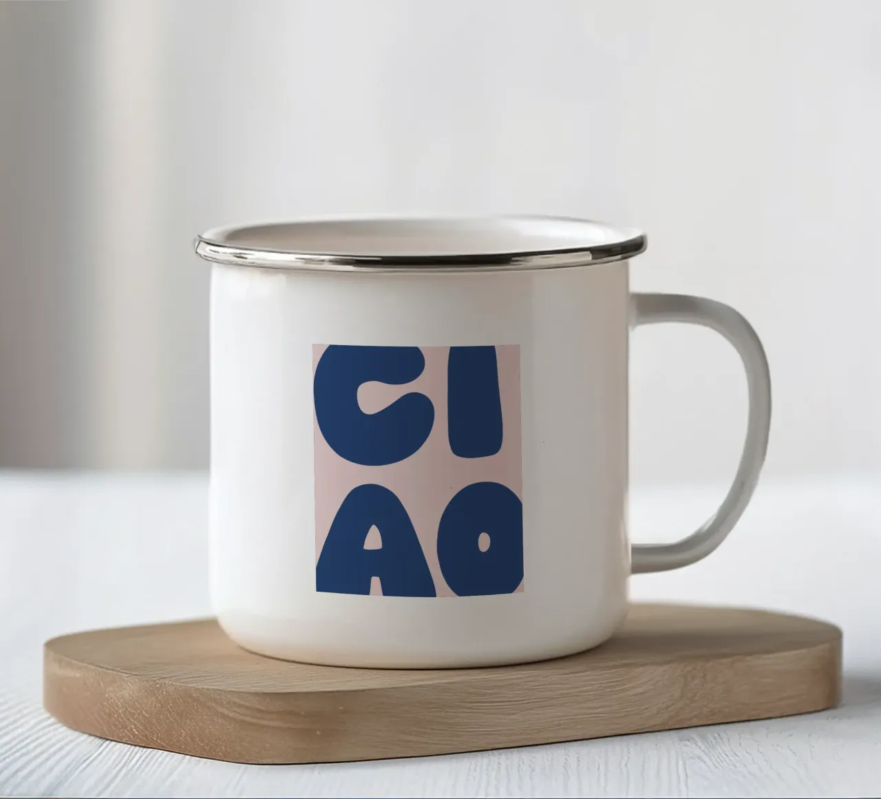 Ciao Emaille Tasse von pv art