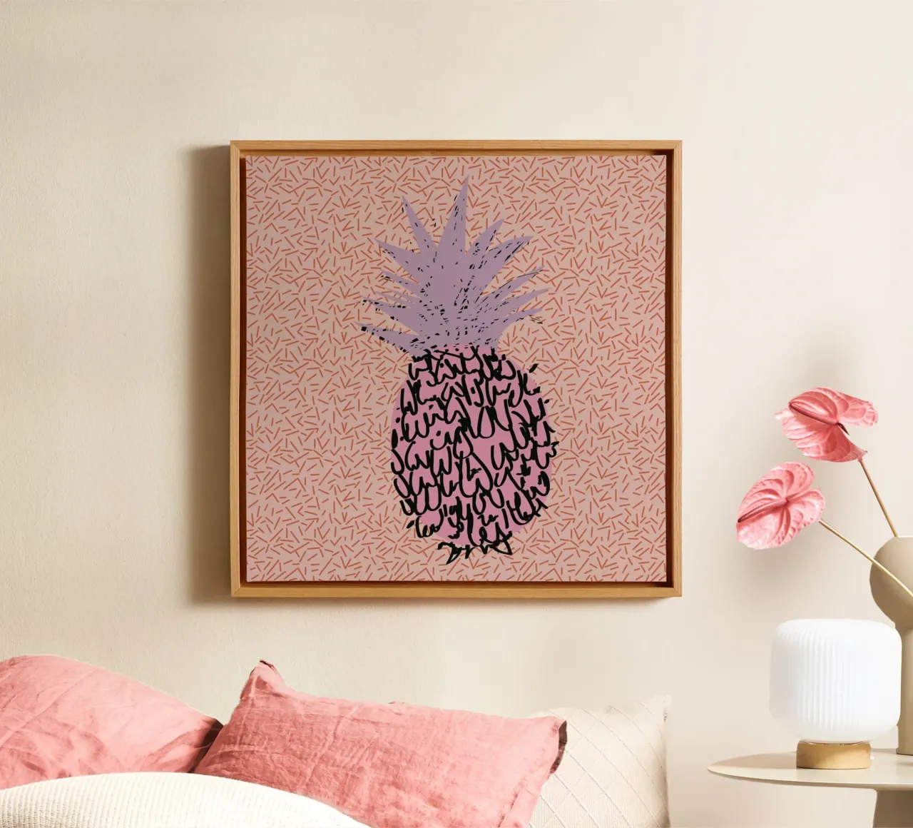 Memphis Pineapple tela con Cornice a cassetta da Mariery Young