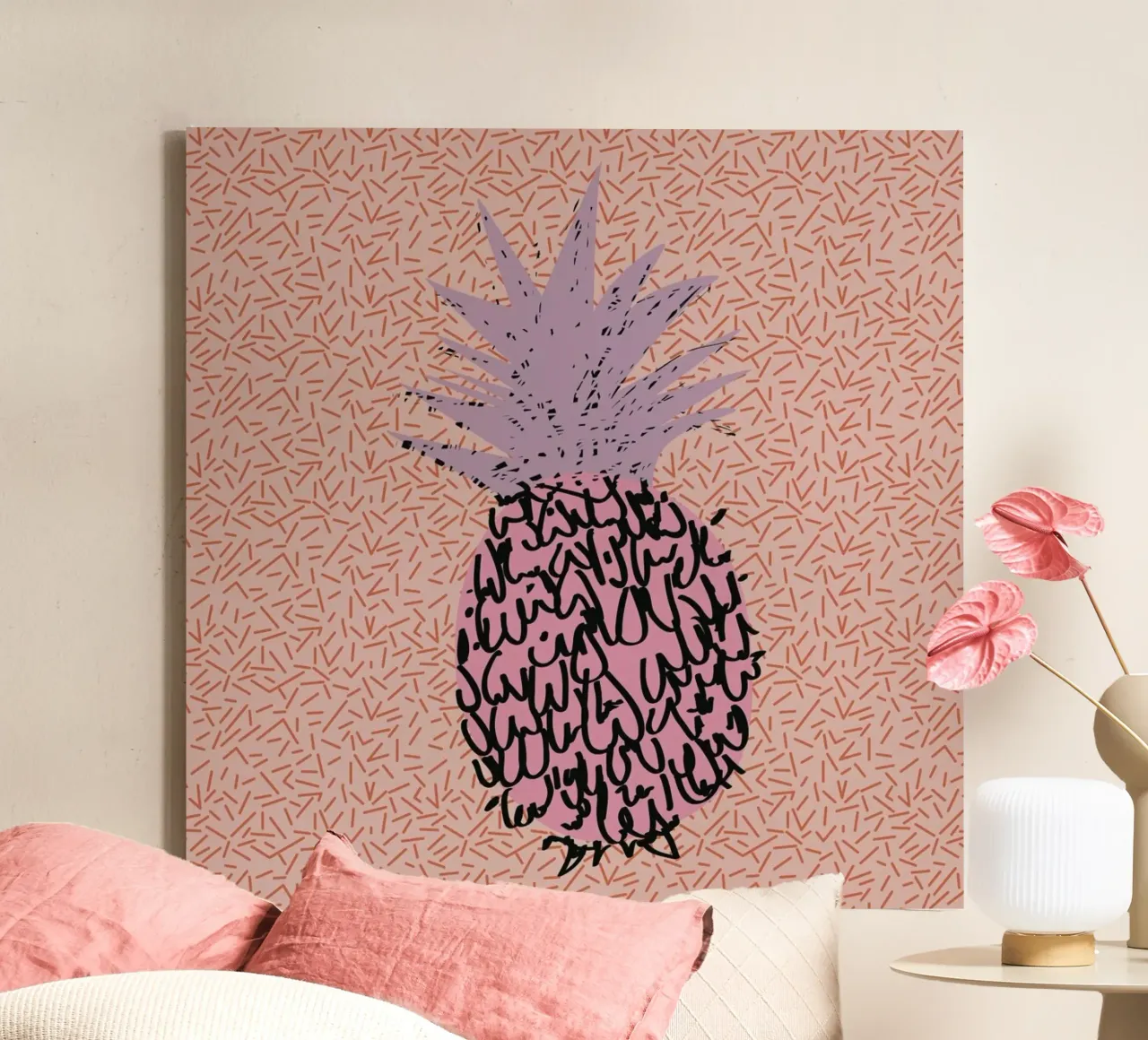 Memphis Pineapple tela con Cornice a cassetta da Mariery Young