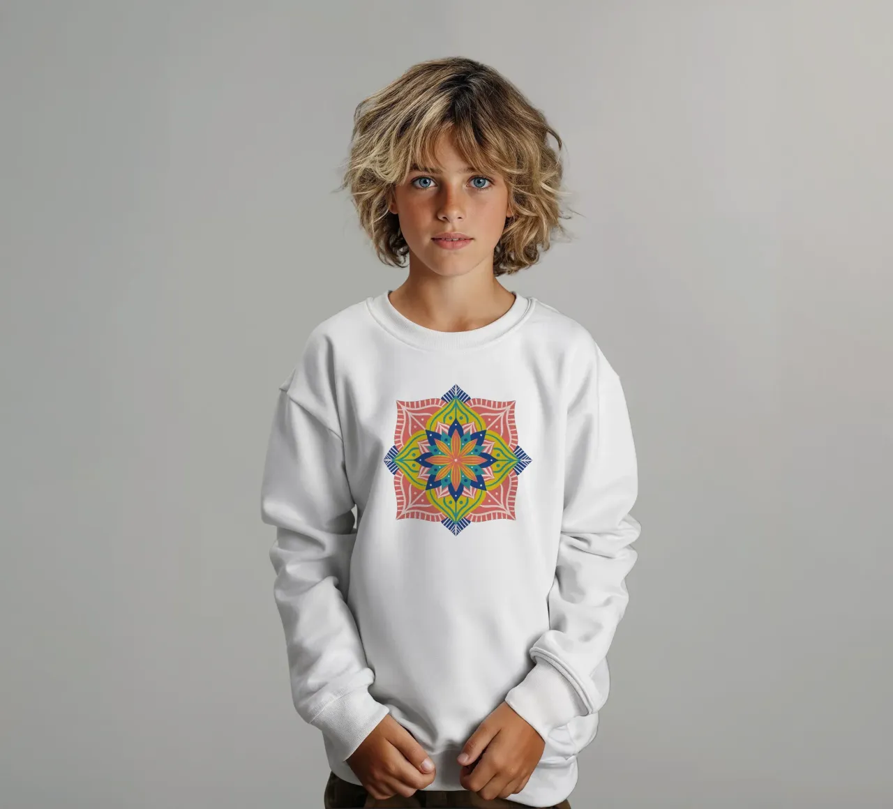 Mandala 2 - coral kids sweatshirt by Wackapacka