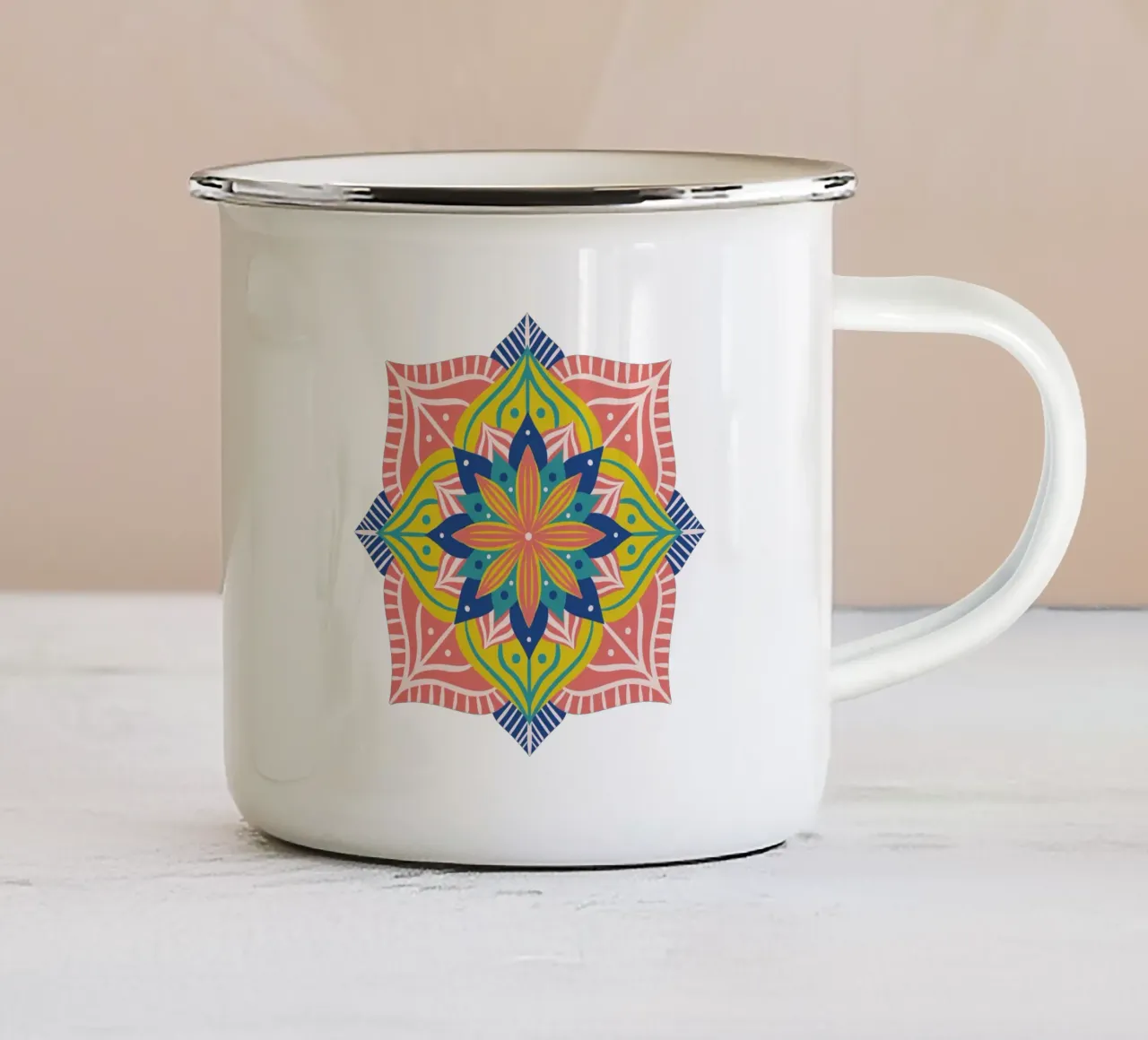 Mandala 2 - corallo tazza in smalto da Wackapacka