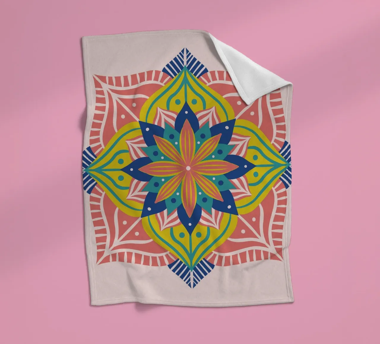 Mandala 2 - coral fleece blanket by Wackapacka