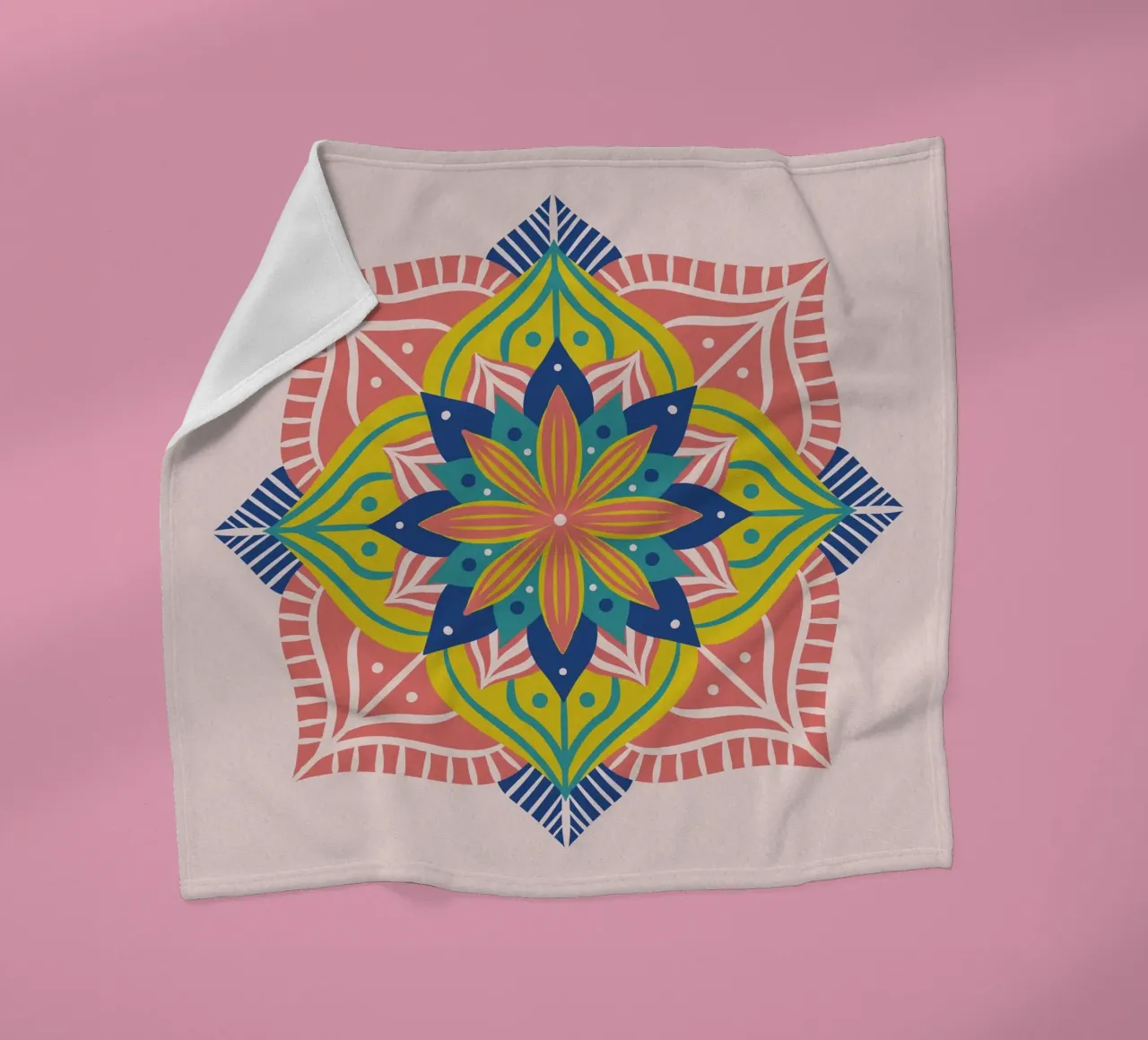 Mandala 2 - coral fleece blanket by Wackapacka
