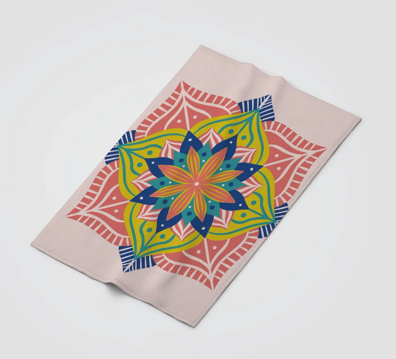 Mandala 2 - coral fleece blanket by Wackapacka