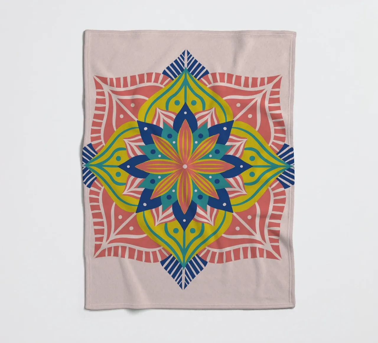 Mandala 2 - coral fleece blanket by Wackapacka