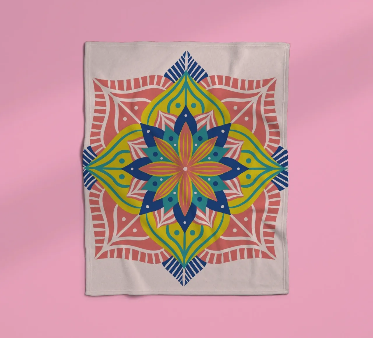 Mandala 2 - coral fleece blanket by Wackapacka