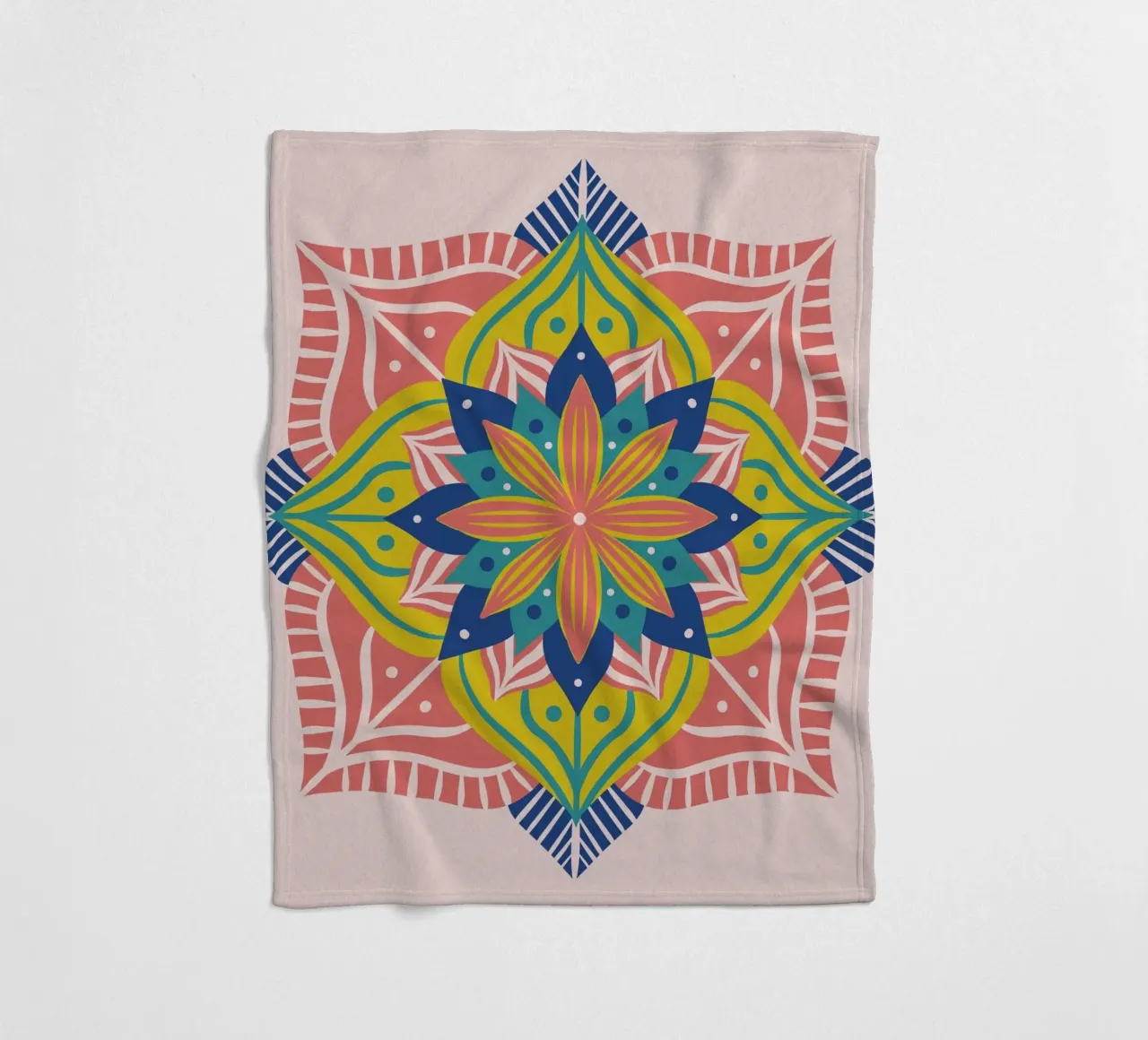 Mandala 2 - coral fleece blanket by Wackapacka