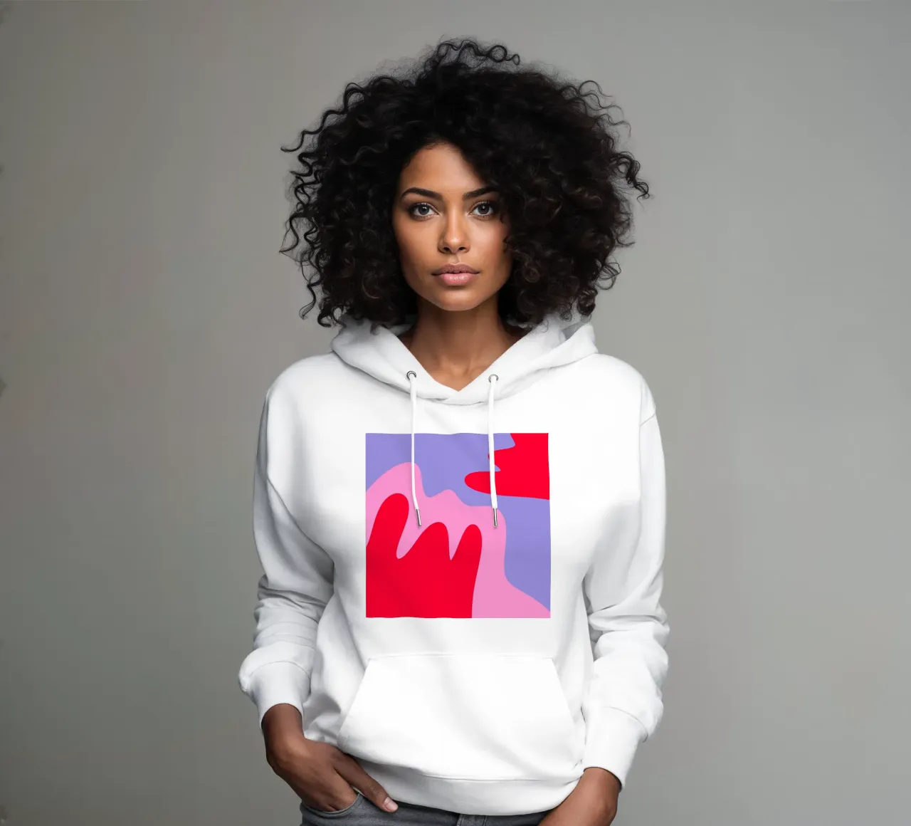 Forme astratte e moderne - rosa, viola, rosso felpa con cappuccio da Wackapacka