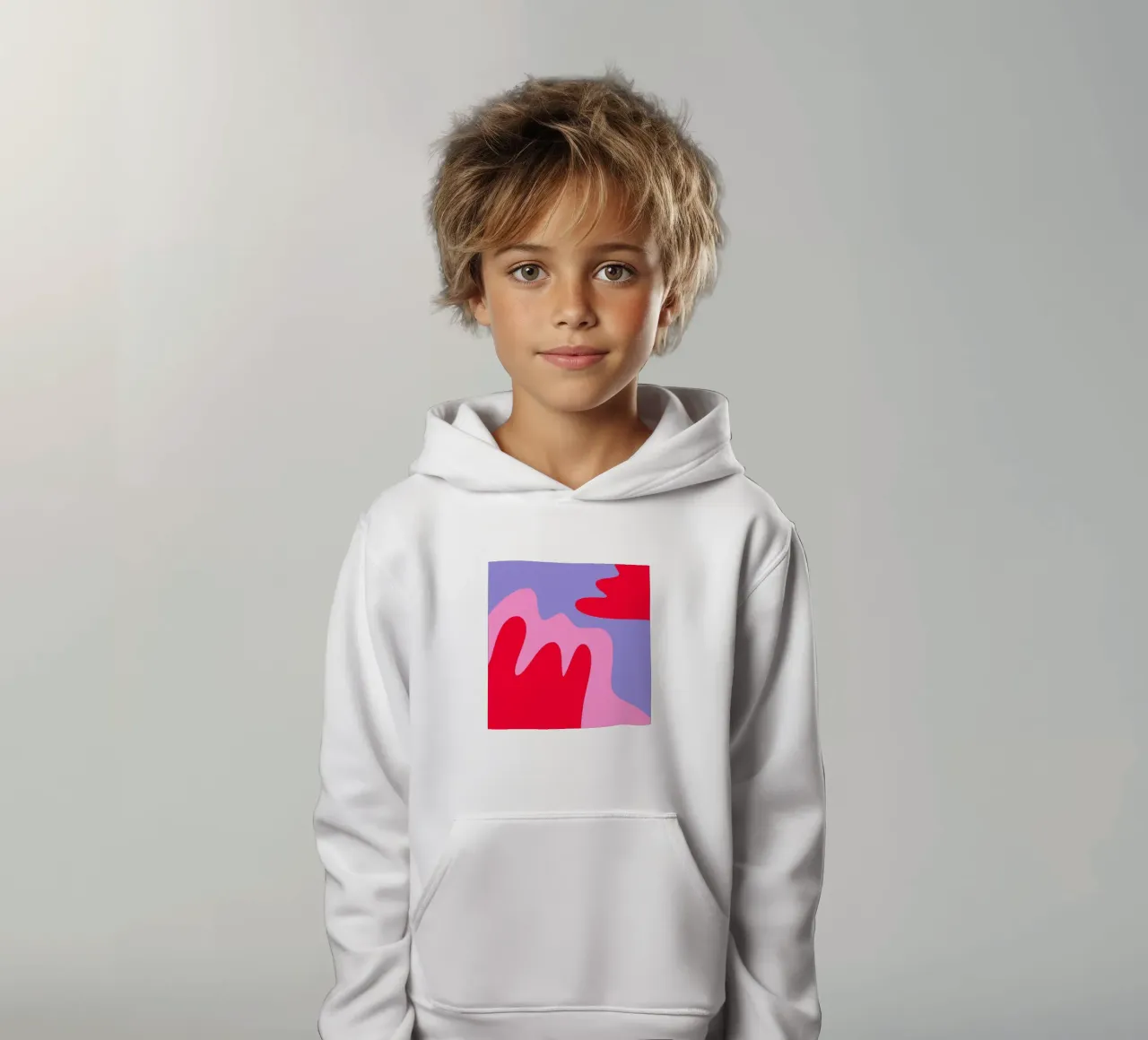Abstract modern shapes - pink, purple, red kids hoodie by Wackapacka