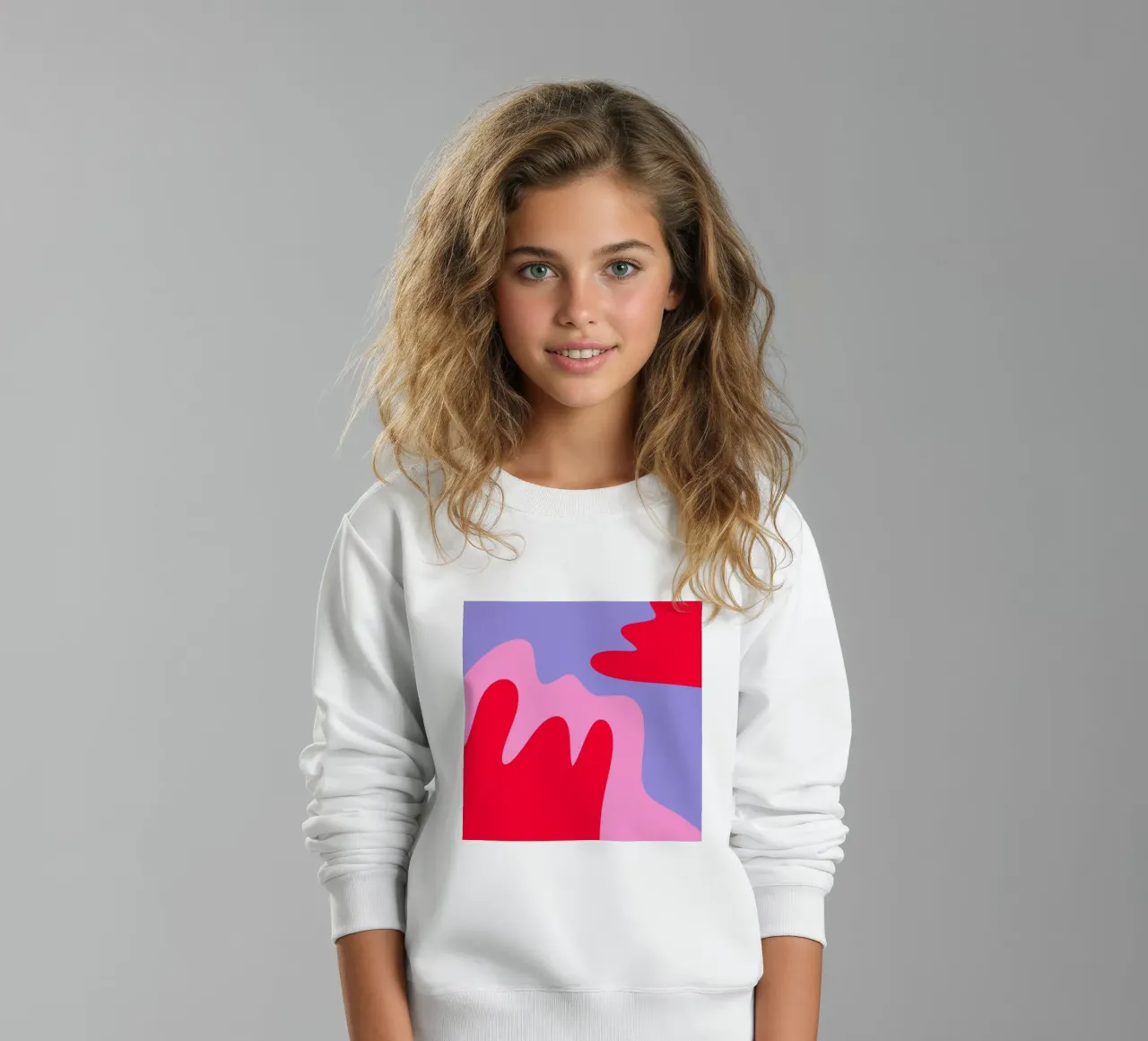 Abstract modern shapes - pink, purple, red kids sweatshirt by Wackapacka