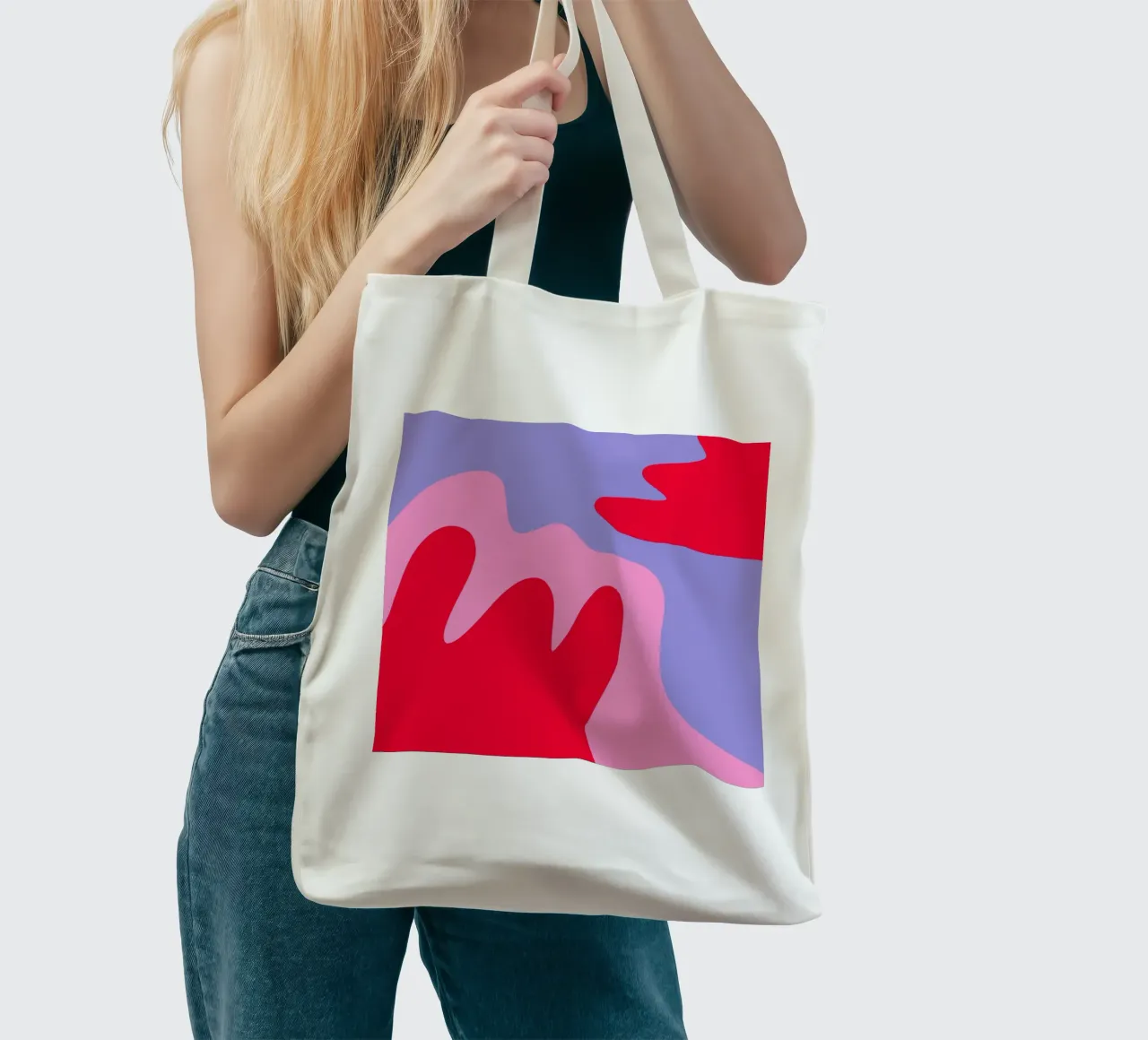 Abstrakte moderne Formen - rosa, lila, rot Jutebeutel von Wackapacka