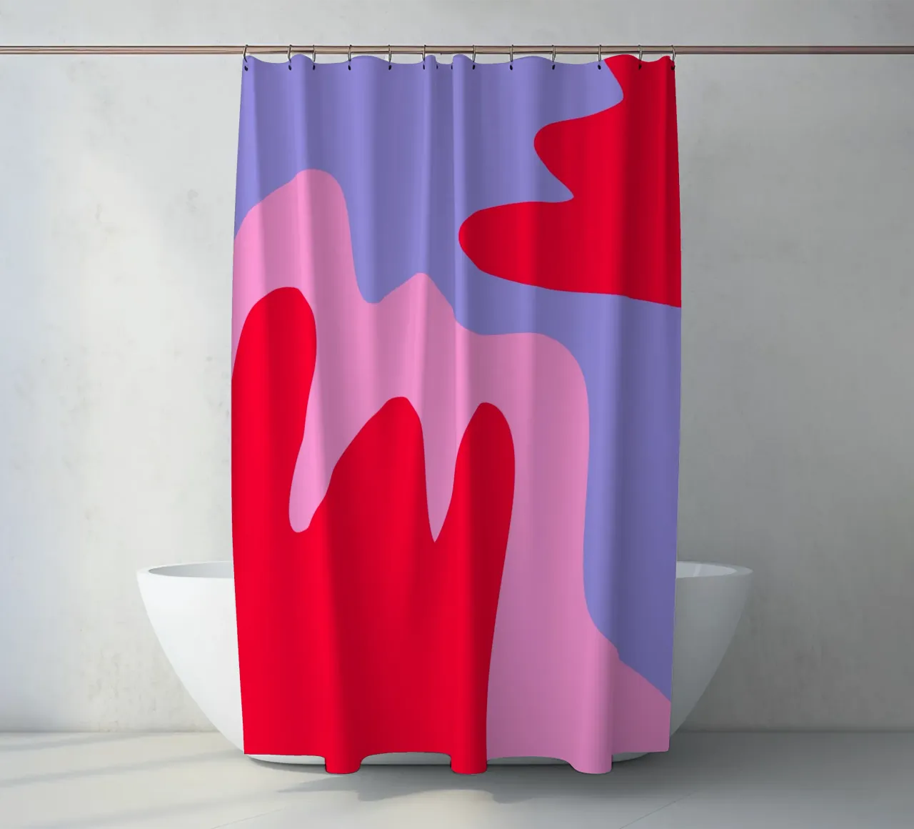 Abstract modern shapes - pink, purple, red shower curtain by Wackapacka