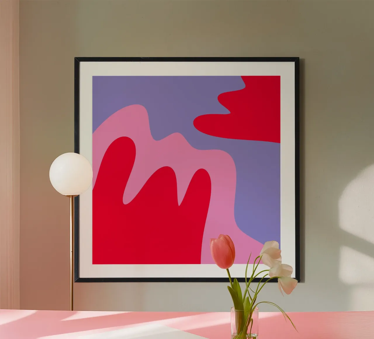 Abstract modern shapes - pink, purple, red hahnemühle by Wackapacka