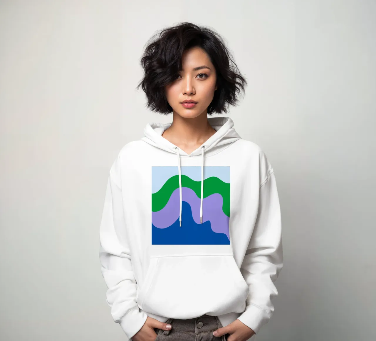 Forme astratte moderne - blu, viola, verde felpa con cappuccio da Wackapacka