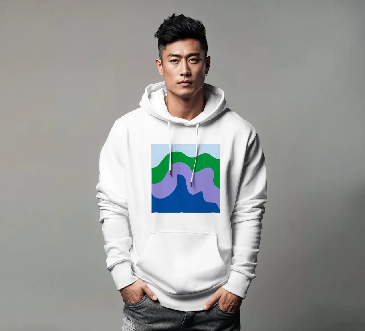 Forme astratte moderne - blu, viola, verde felpa con cappuccio da Wackapacka