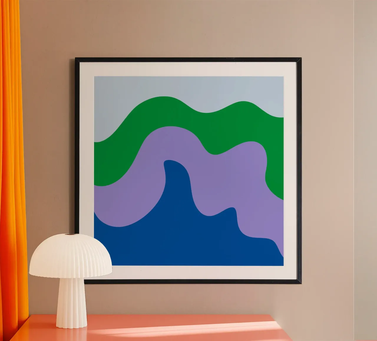 Formes abstraites modernes - bleu, violet, vert poster de Wackapacka