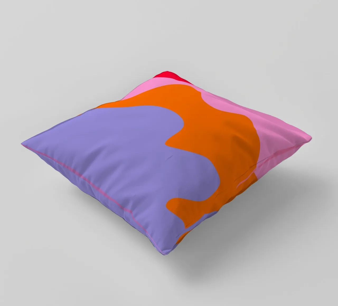 Abstract modern shapes - pink, purple, red, orange decorative cushion by Wackapacka