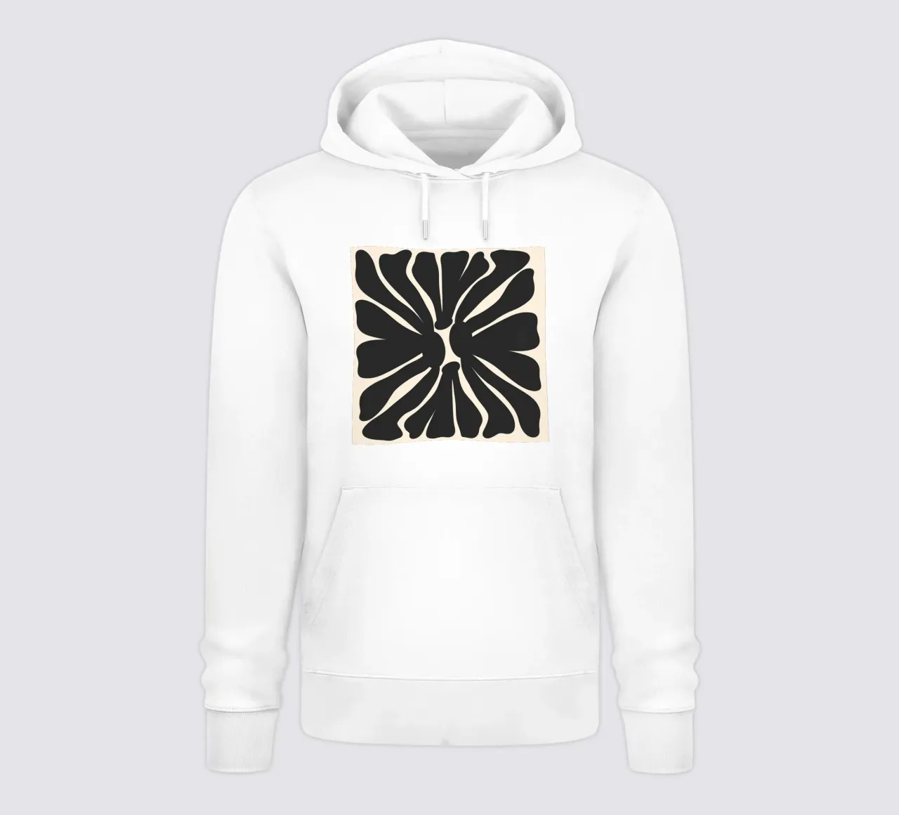 Flor monocroma abstracta sudadera con capucha de Wackapacka